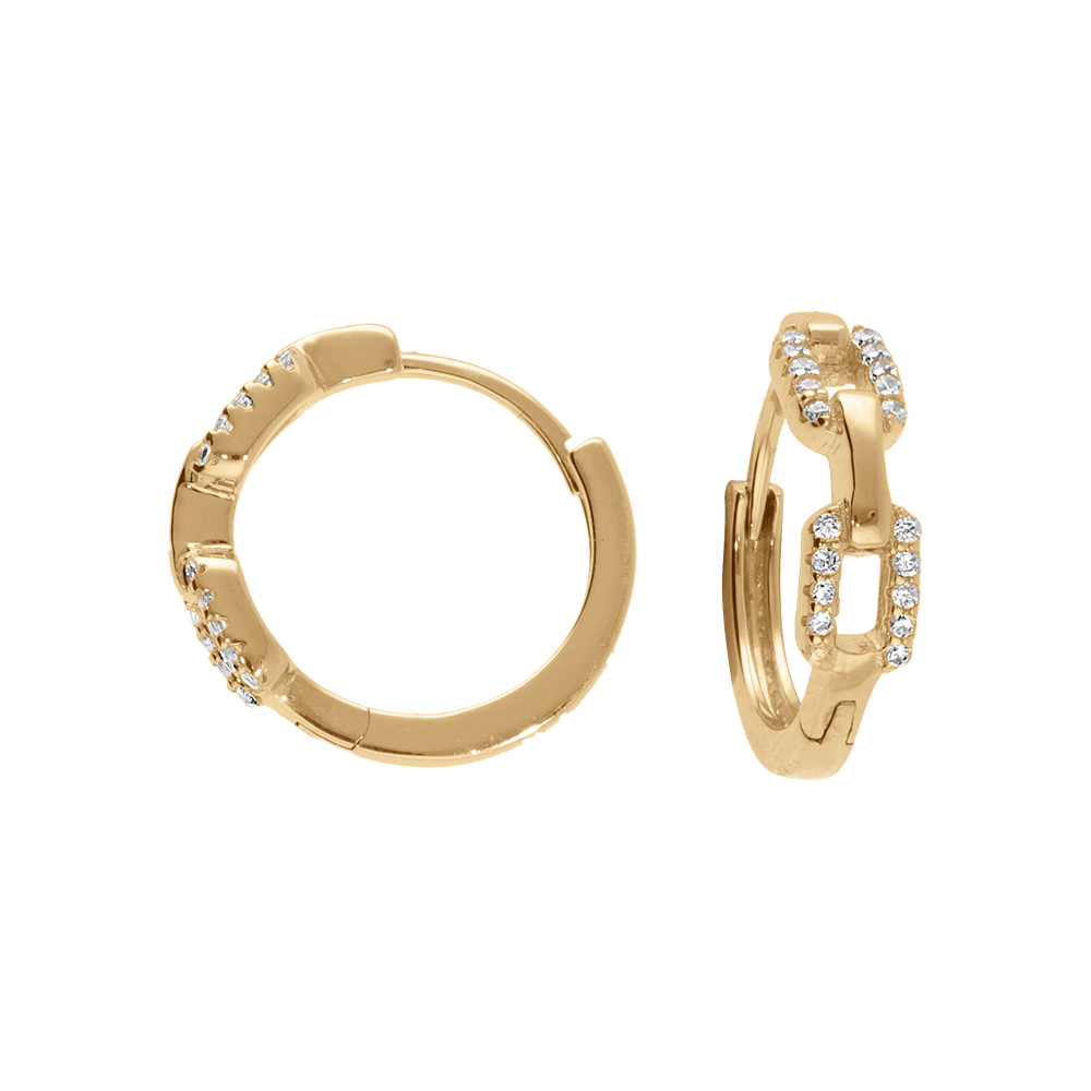 Croles en vermeil articule avec rectangles oxydes blancs - Vue 1