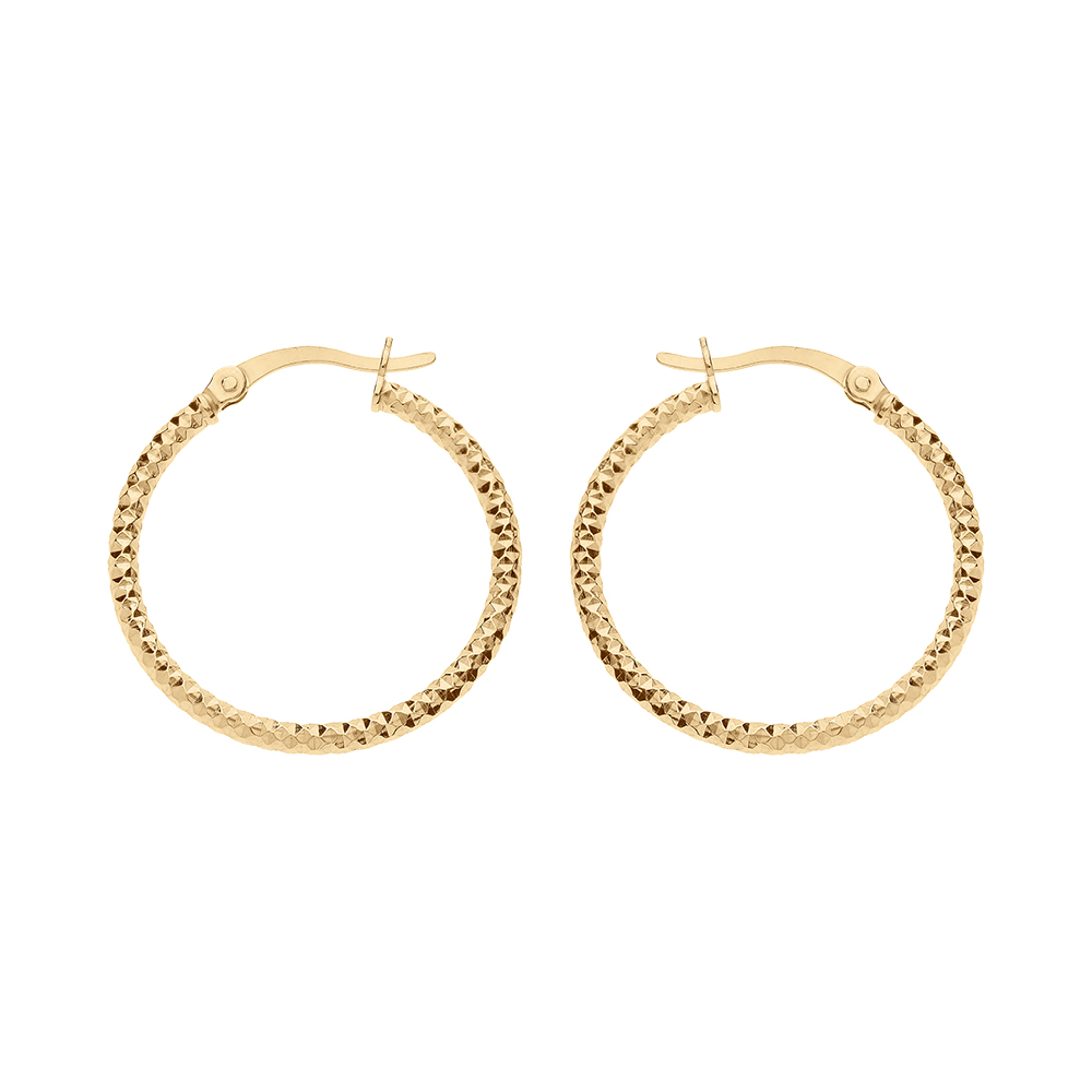 Cr�oles en vermeil fil diamant� - 25mm - Vue 1