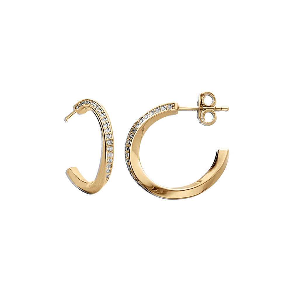 Croles en vermeil oxydes blancs sertis - Vue 1