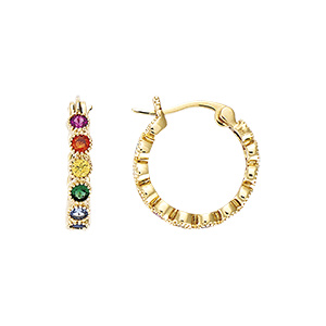 Cr�oles en vermeil prn�es d'oxydes multi couleurs