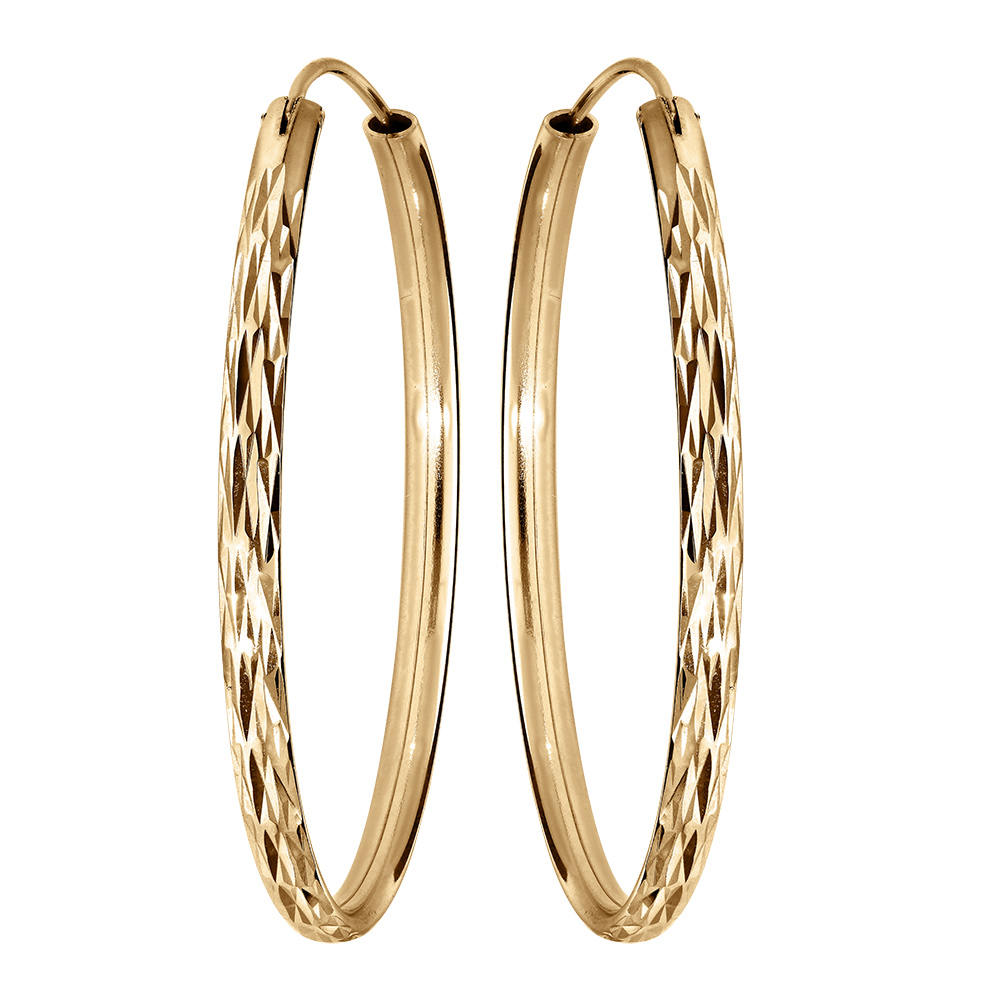 Cr�oles en vermeil ruban diamant�es 40mm interieur - Vue 1