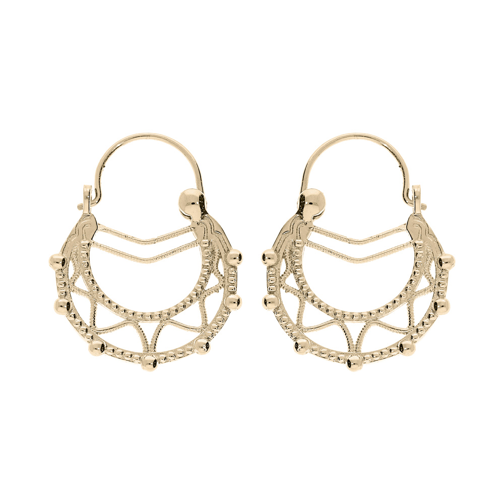 Cr�oles ethniques en plaqu� or diam�tre 18mm - Vue 1