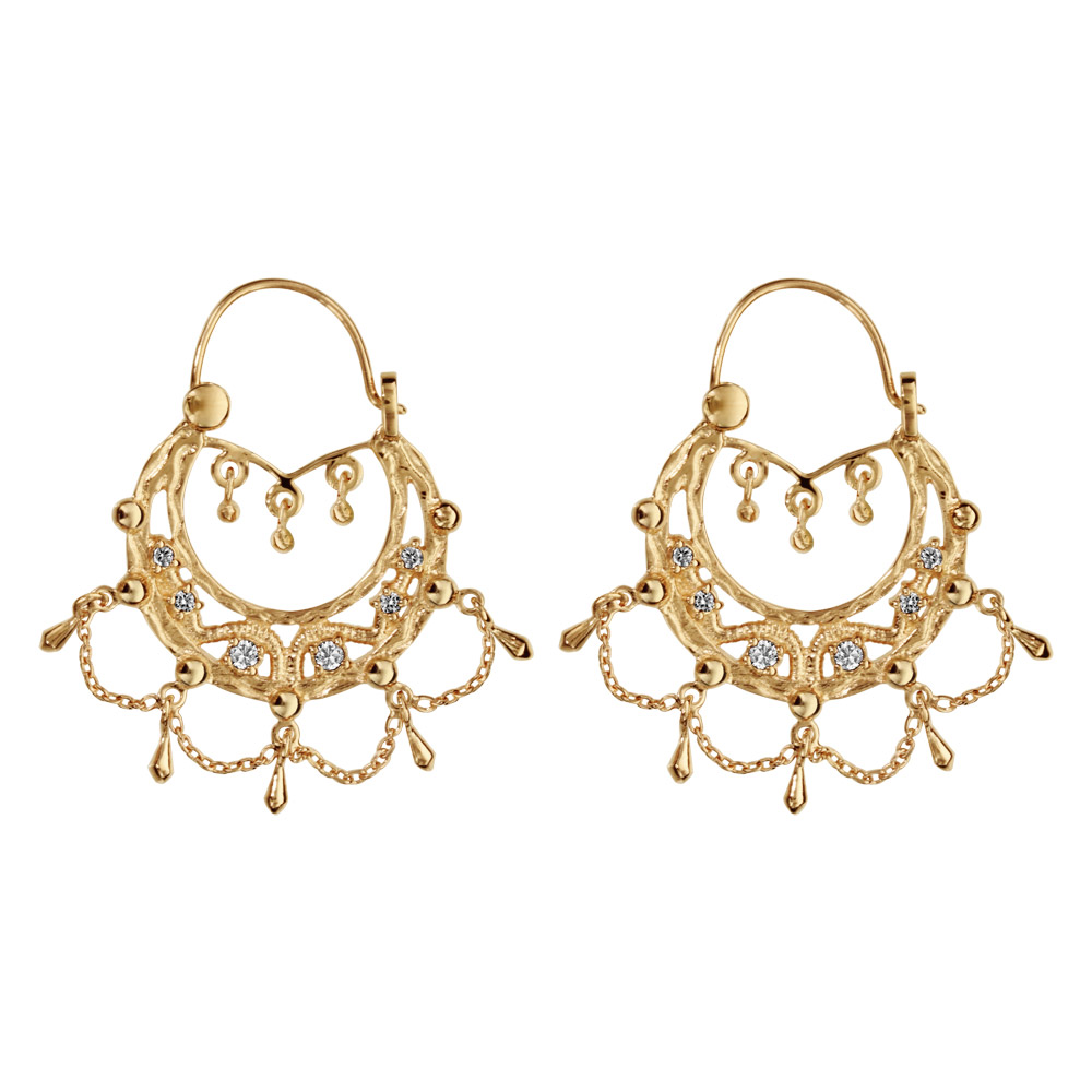 Boucles d'oreilles ethniques Jolies créoles or moyennes créoles