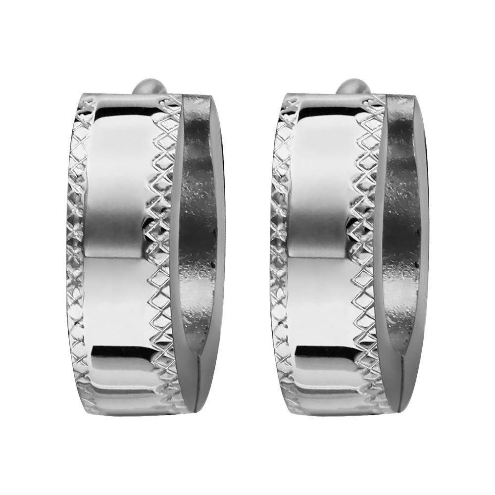 Cr�oles fantaisies en acier brillant articul�es avec diamantage en croisillons - Vue 1