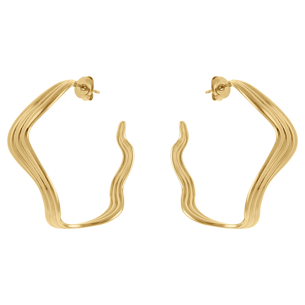 Cr�oles ondul�es en acier dore  - 3.80mm - Vue 1