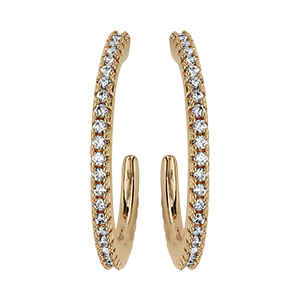  Cr�oles tige en vermeil avec oxydes blancs sertis -  diam�tre 20mm