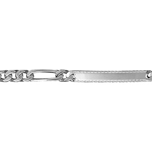 Gourmette argent 5mm maille figaro 1+3 diamantée - Vue 1