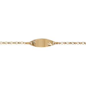 Gourmette Bébé en vermeil maille 1+1 ovale 2mm diamantée etoile - 15/13cm - Vue 1