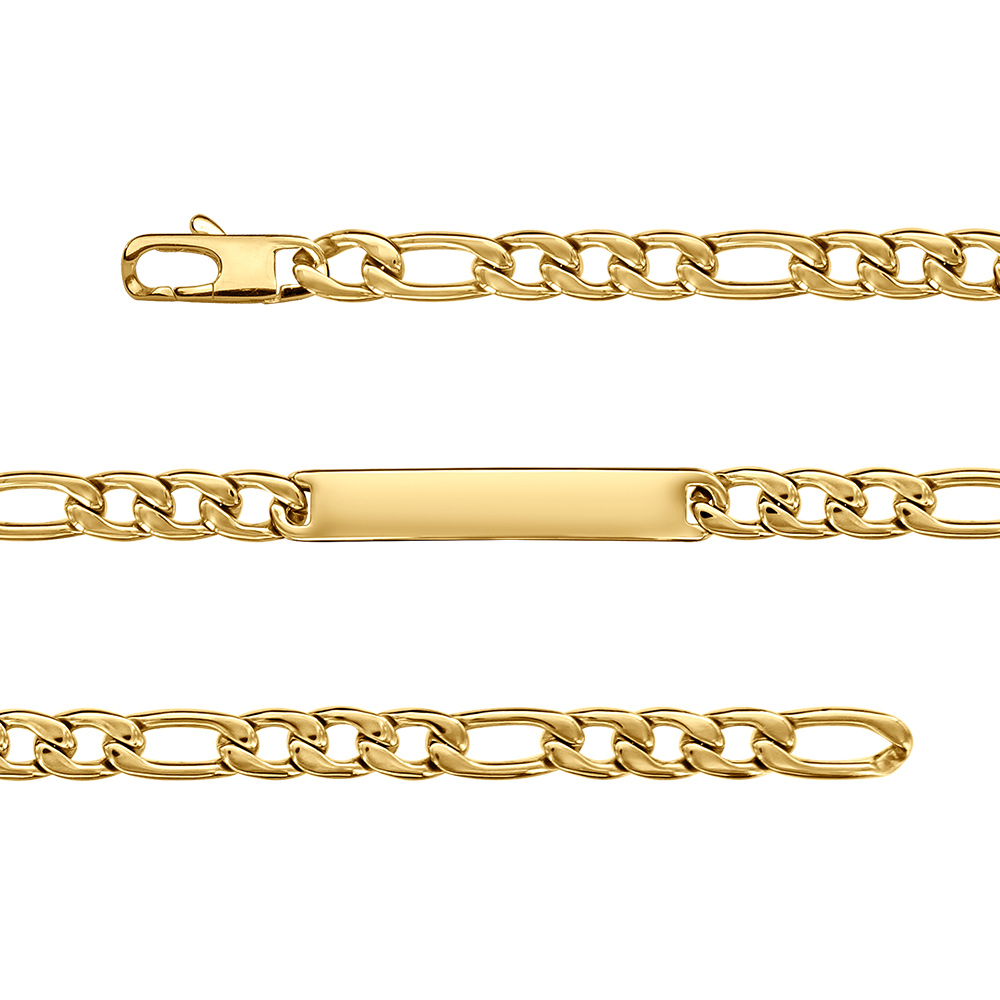 Gourmette en acier dor� 1+3 7mm - 21cm - Vue 1