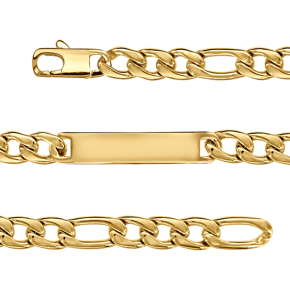 Gourmette en acier dor 1+3 9mm - 21cm - Vue 1