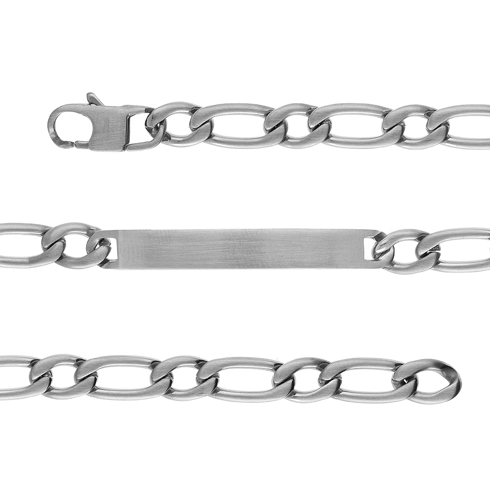 Gourmette en acier satin� 1+1 7mm - 21cm - Vue 1