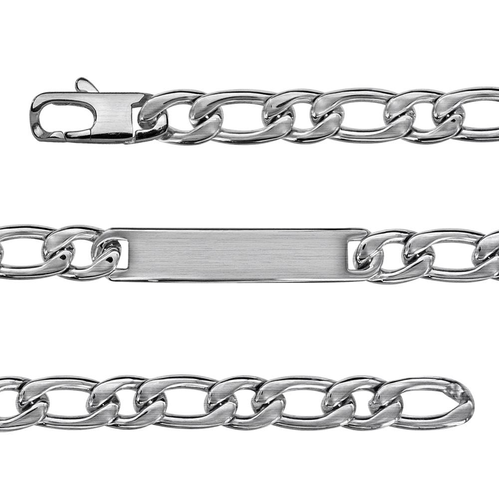 Gourmette en acier satin� 1+1 9mm - 21cm - Vue 1