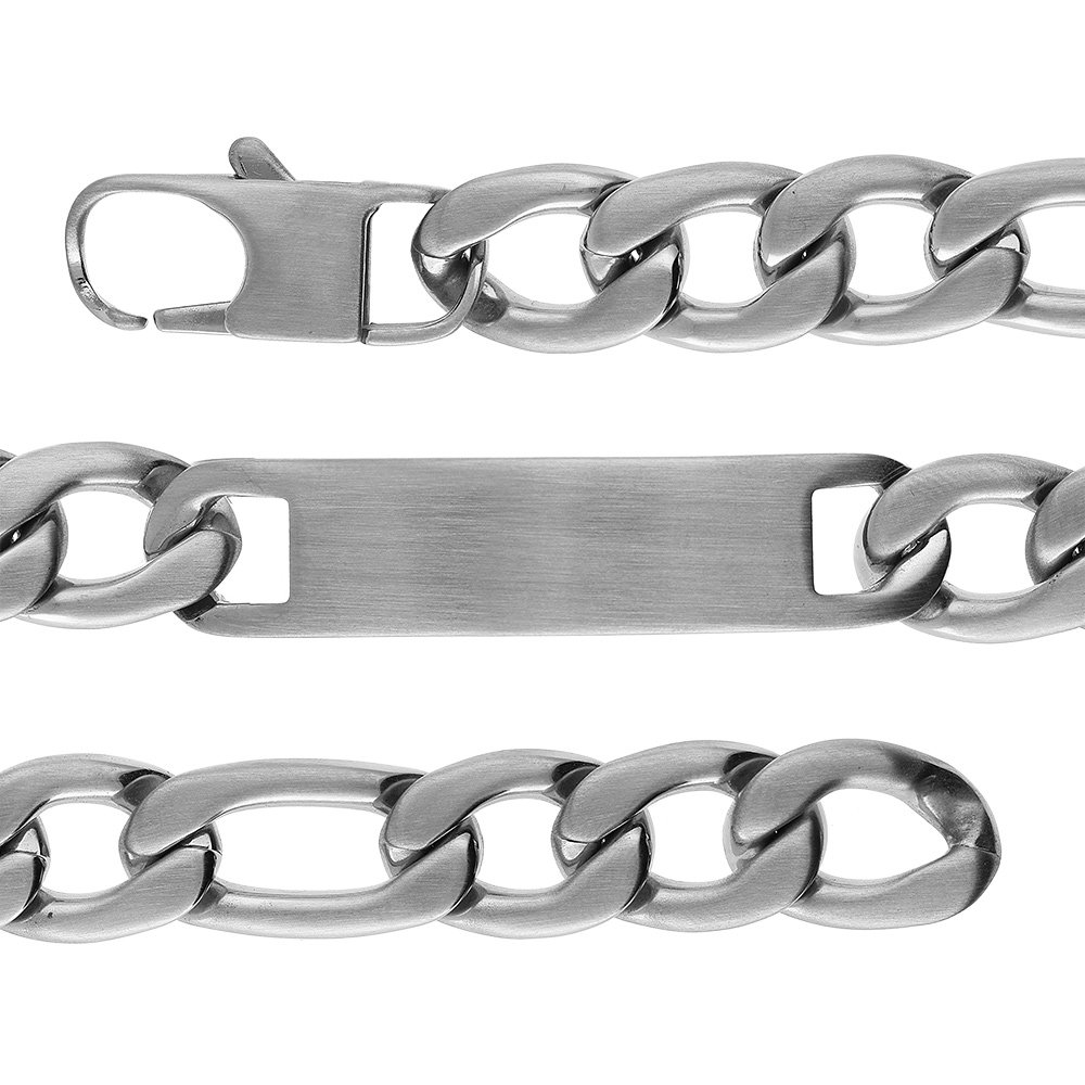 Gourmette en acier satin 1+3 11mm - 22cm - Vue 1