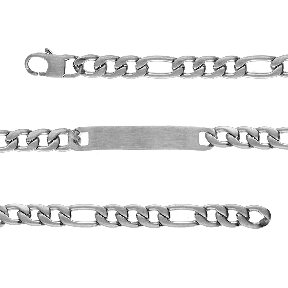 Gourmette en acier satin� 1+3 7mm - 21cm - Vue 1