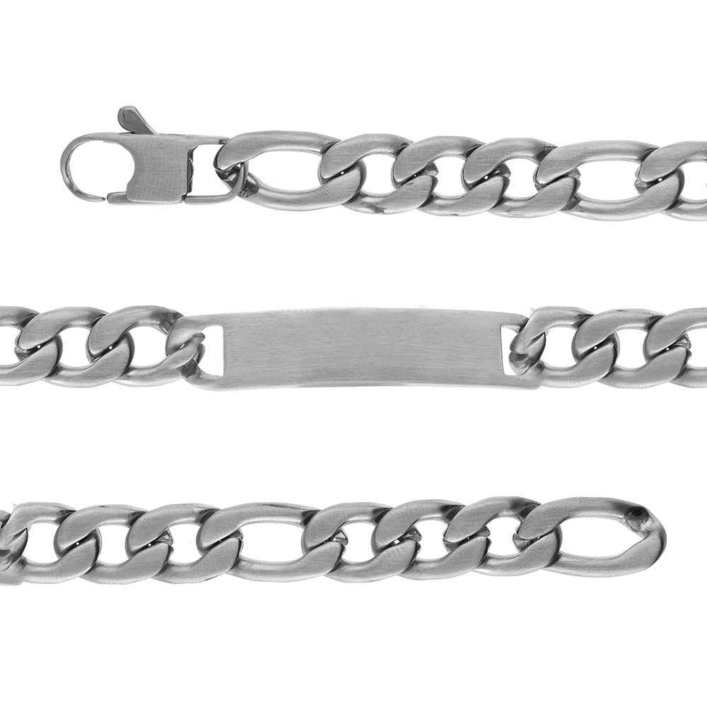 Gourmette en acier satin 1+3 9mm - 21cm - Vue 1