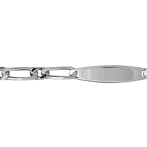 Gourmette en argent maille figaro 1+1 avec plaque ovale largeur 6mm et longueur 18cm - Vue 1