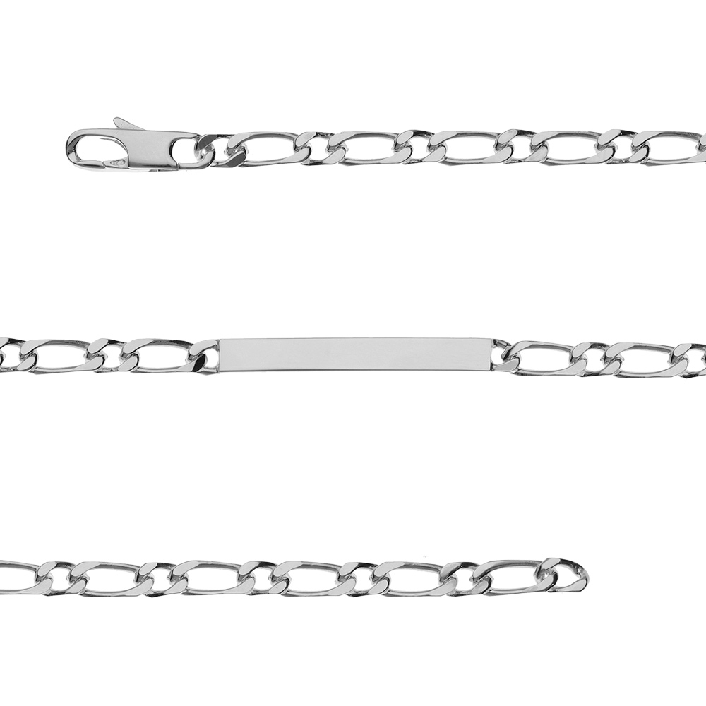 Gourmette en argent maille figaro 1+1 largeur 4mm et longueur 18cm - Vue 1