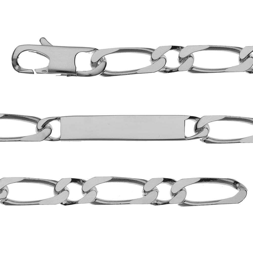 Gourmette en argent maille figaro 1+1 largeur 8mm et longueur 21cm - Vue 1