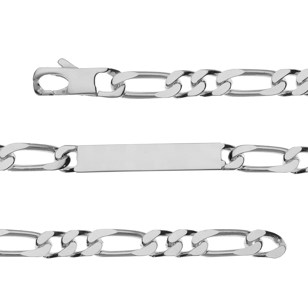 Gourmette en argent maille figaro 1+2 largeur 7mm et longueur 20cm - Vue 1