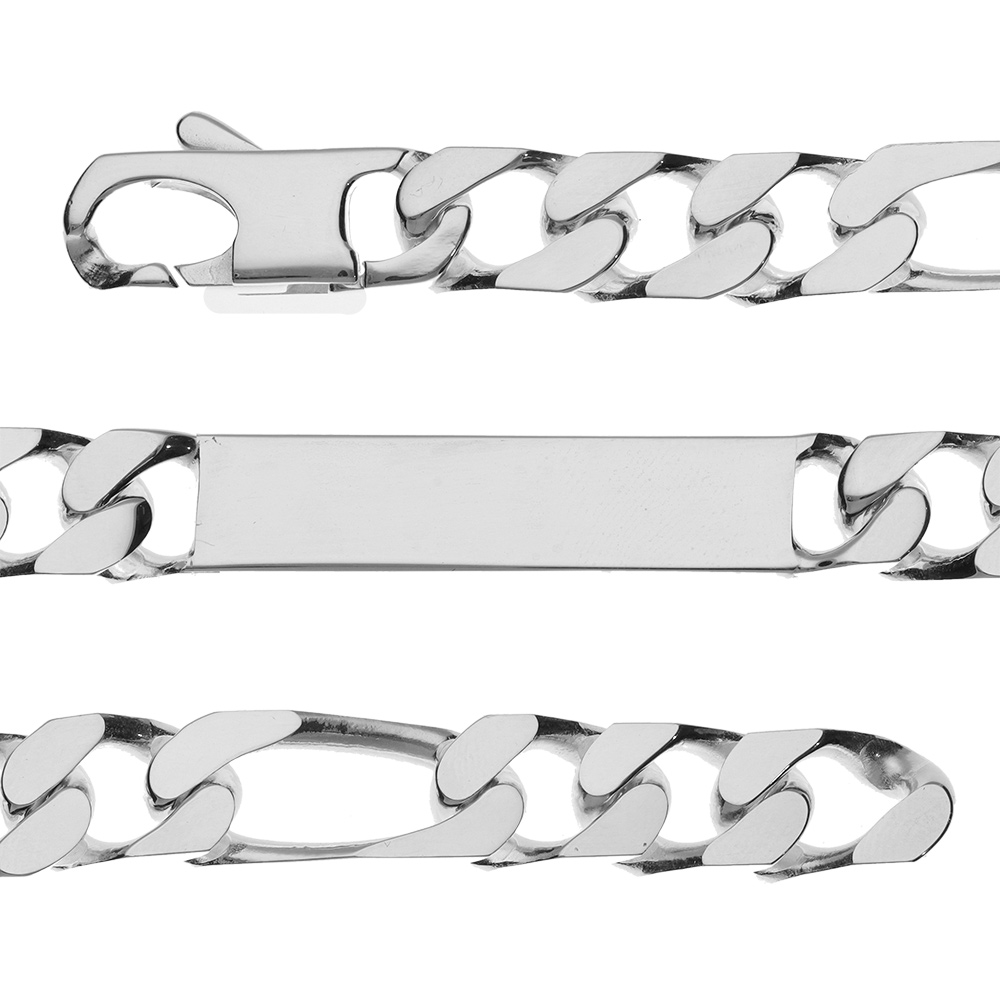 Gourmette en argent maille figaro 1+3 largeur 10mm et longueur 21cm - Vue 1