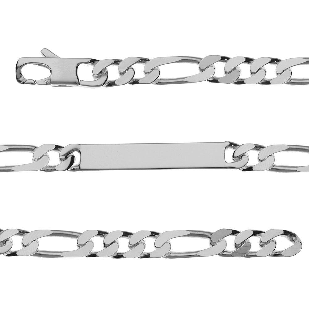 Gourmette en argent maille figaro 1+3 largeur 7mm et longueur 20cm - Vue 1