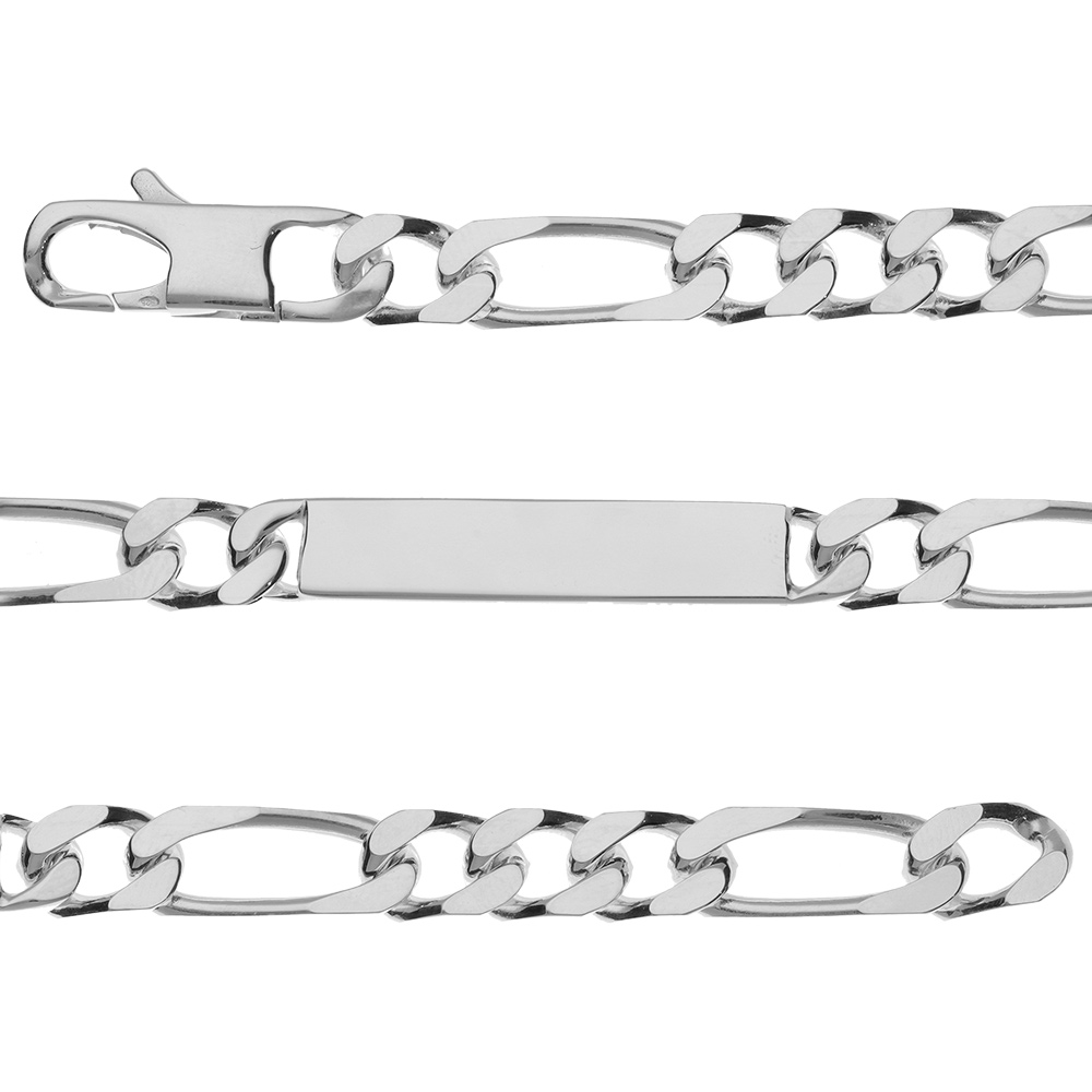 Gourmette en argent maille figaro 1+3 largeur 8mm et longueur 21cm - Vue 1