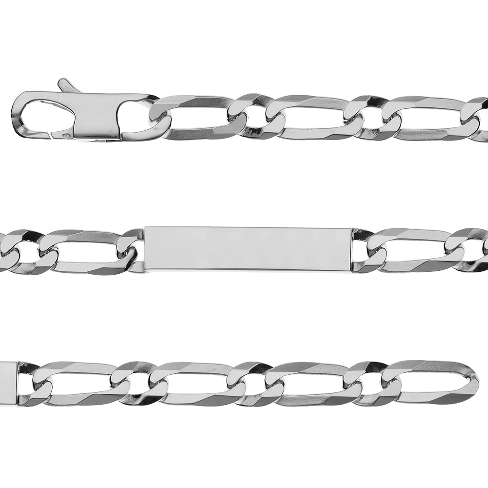 Gourmette en argent maille Hawa� 1+1 largeur 8mm et longueur 21cm - Vue 1