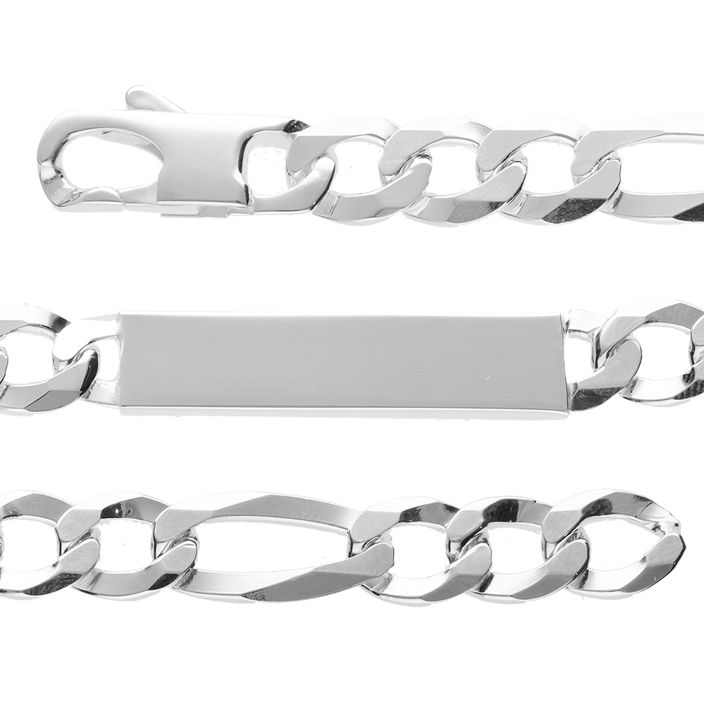 Gourmette en argent maille Hawa� 1+3 largeur 10mm et longueur 21cm - Vue 1