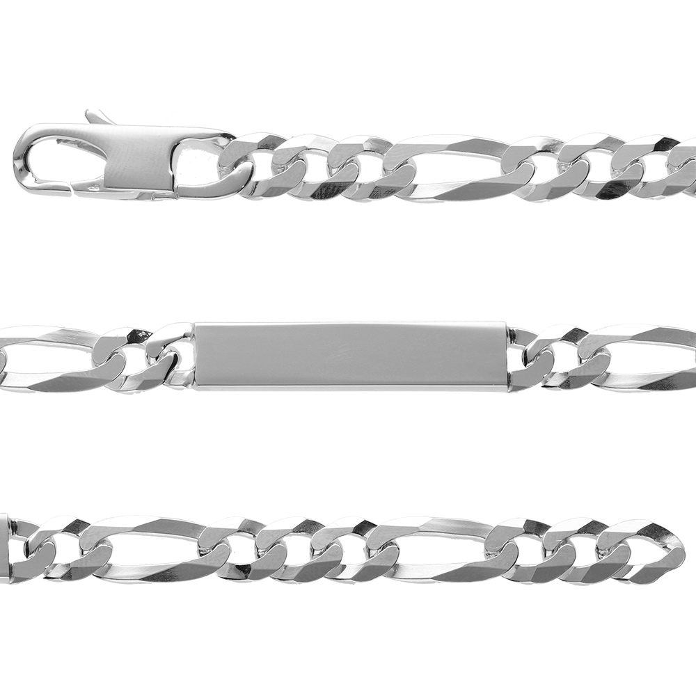 Gourmette en argent maille Hawa� 1+3 largeur 8mm et longueur 21cm - Vue 1