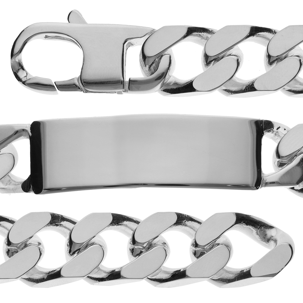 Gourmette en argent maille serr�e largeur 14mm et longueur 23cm - Vue 1