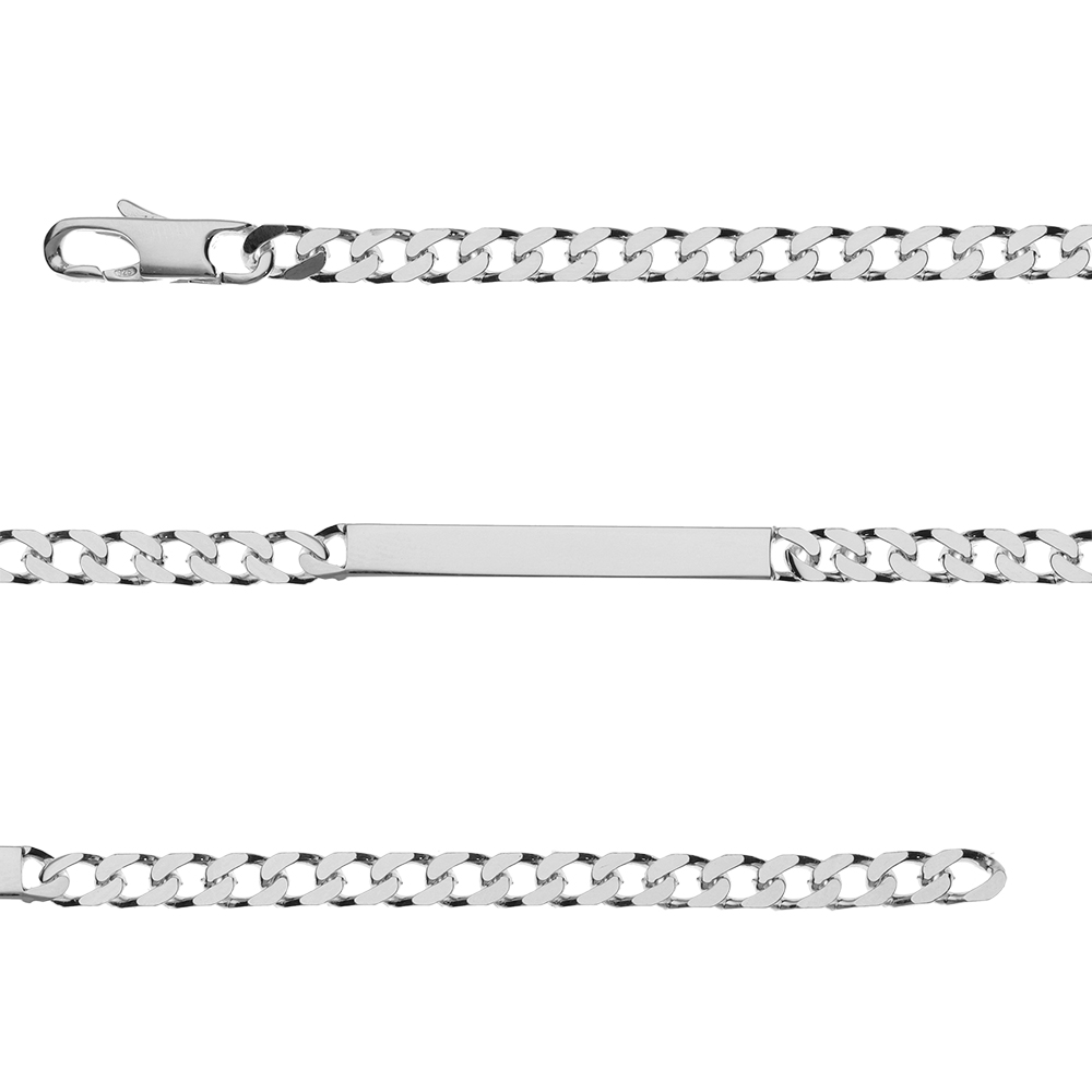 Gourmette en argent maille serr�e largeur 4mm et longueur 18cm - Vue 1