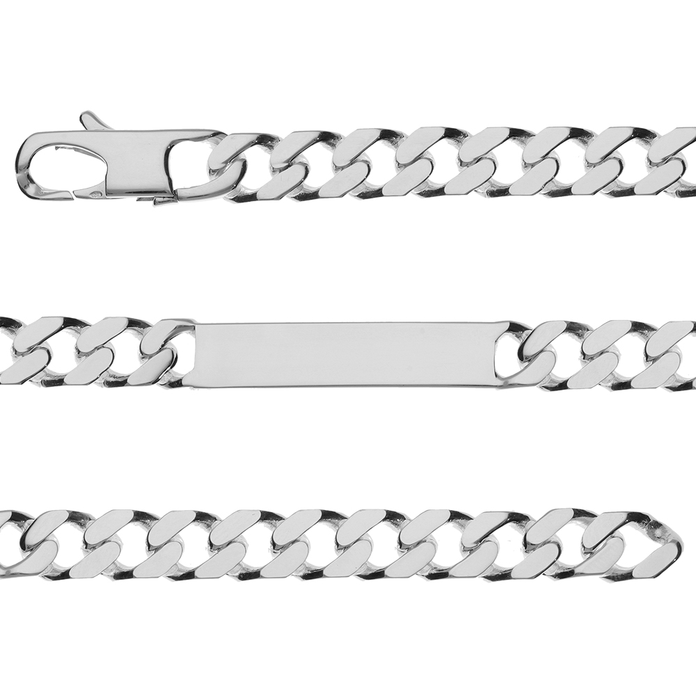 Gourmette en argent maille serr�e largeur 8mm et longueur 21cm - Vue 1