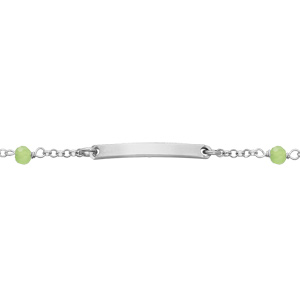 Gourmette en argent rhodi maille fantaisie avec perles facettes vert 15+2,5cm - Vue 1