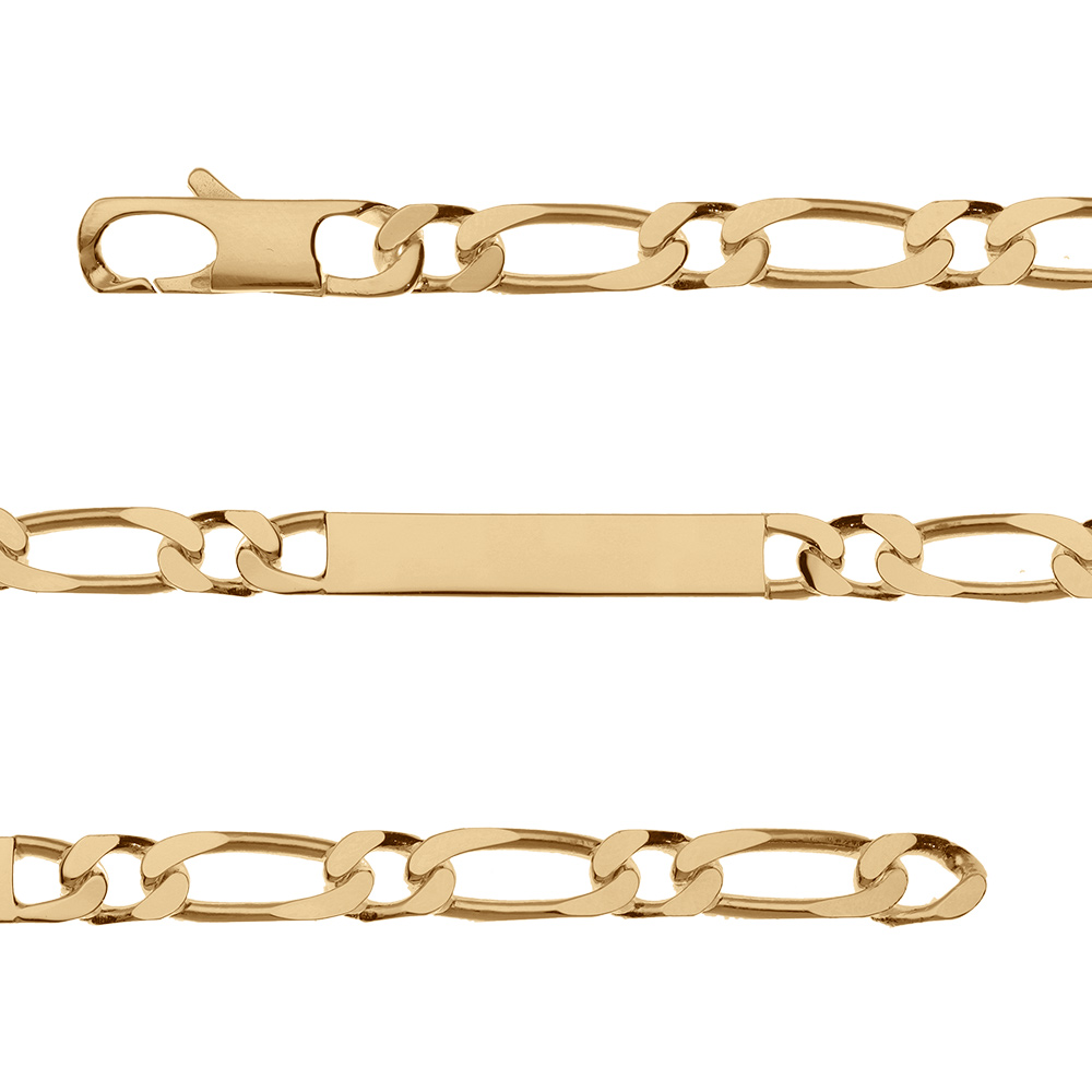 Gourmette en plaqu or maille figaro 1+1 largeur 6mm et longueur 18,5cm - Vue 1