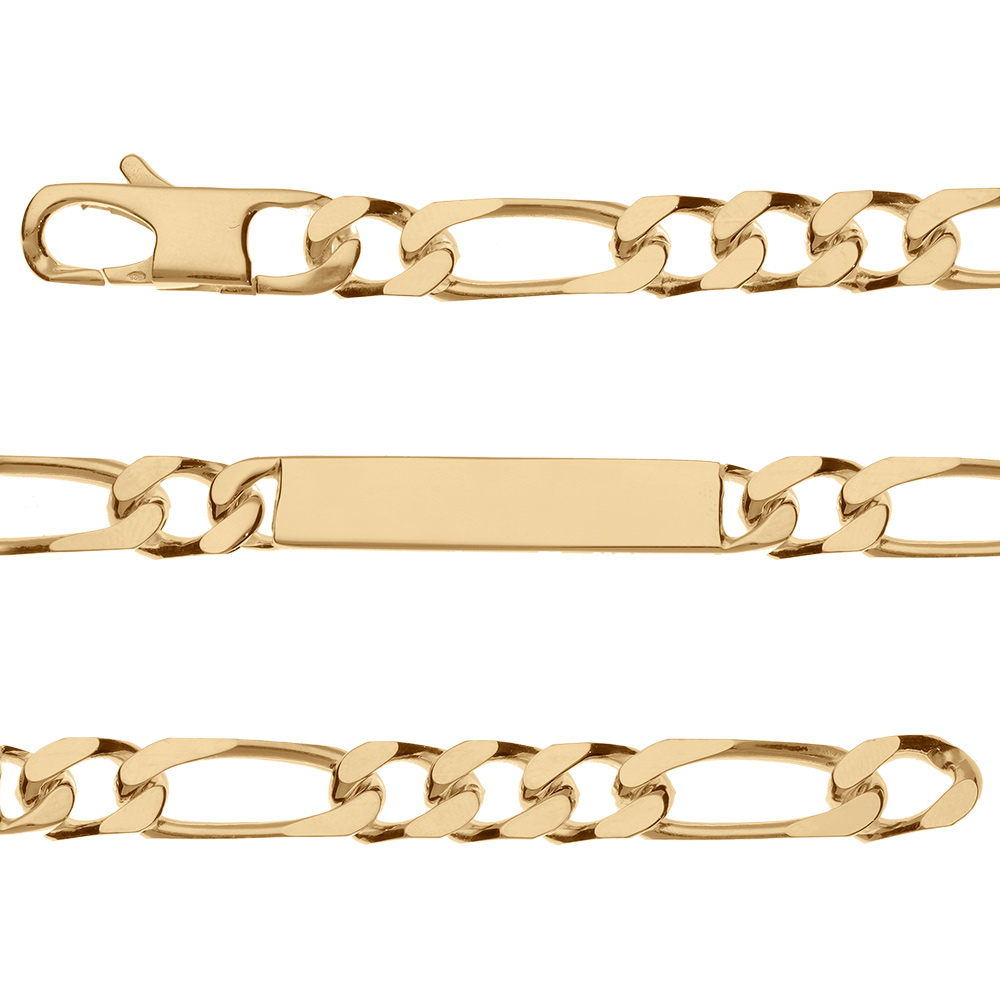 Gourmette en plaqu� or maille figaro 1+3 largeur 8mm et longueur 21cm - Vue 1