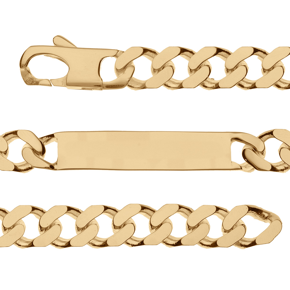 Gourmette en plaqu� or maille serr�e largeur 10mm et longueur 22cm - Vue 1