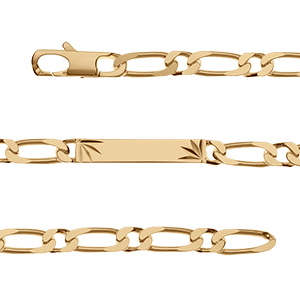 Gourmette en vermeil maille 1+1 6m diamantée etoile - 18cm - Vue 1
