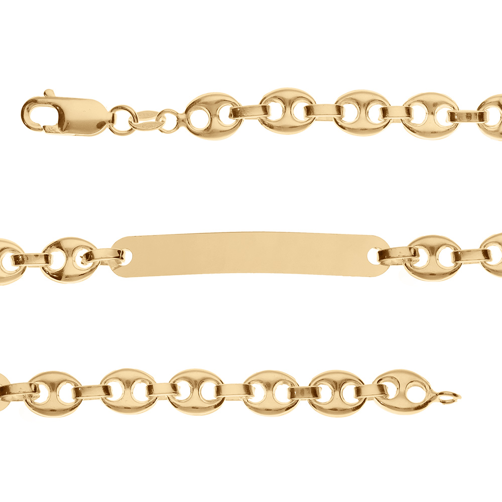 Gourmette en vermeil maille grain de caf� 6mm - 19cm - Vue 1