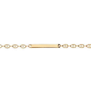 Gourmette en vermeil plaque droite maille grain de café - 17cm - Vue 1