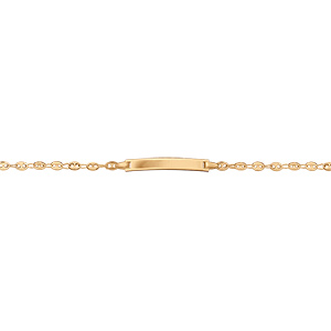 Gourmette enfant en vermeil plaque droite maille grain de café -14,5cm réglable 12,5cm - Vue 1