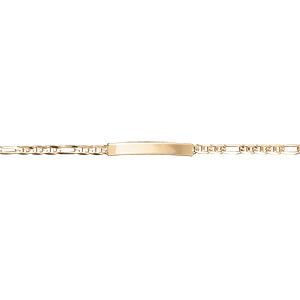 Gourmette enfant en vermeil plaque droite maille marine alternée - 12cm+2cm - Vue 1