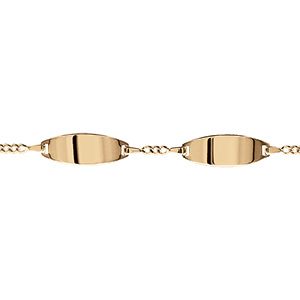 Gourmette femme en vermeil 2mm 2 plaques ovales -19cm réglable 18 - Vue 1