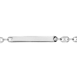 Gourmette junior en argent maille grain de café, plaque droite longueur 17cm réglable 15cmm - Vue 1