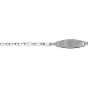 Gourmette pour bb en argent maille figaro 1+1 avec plaque ovale - largeur 2mm et longueur 13cm + 2cm de rallonge - Vue 1