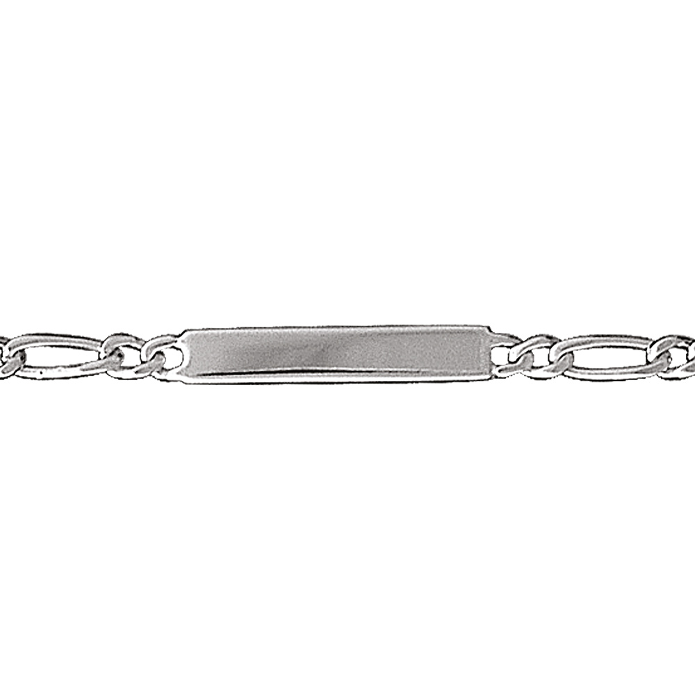 Gourmette pour enfant en argent maille figaro 1+1 largeur 3mm et longueur 14cm + 2cm de rallonge - Vue 1