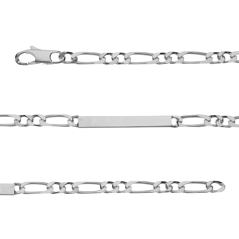 Gourmette prestige en argent rhodi� maille 1+2 largeur 4mm longueur 18cm - Vue 1