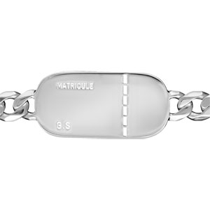 Identite argent maille gourmette hawai 10mm plaque matricule 21cm - Vue 1