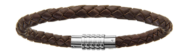 Bracelet pour charms homme grand modèle en cuir marron fermoir aimanté et vissé - longueur 19,5 cm