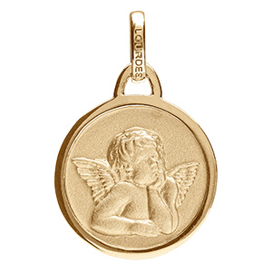 M�daille en vermeil ronde avec Ange