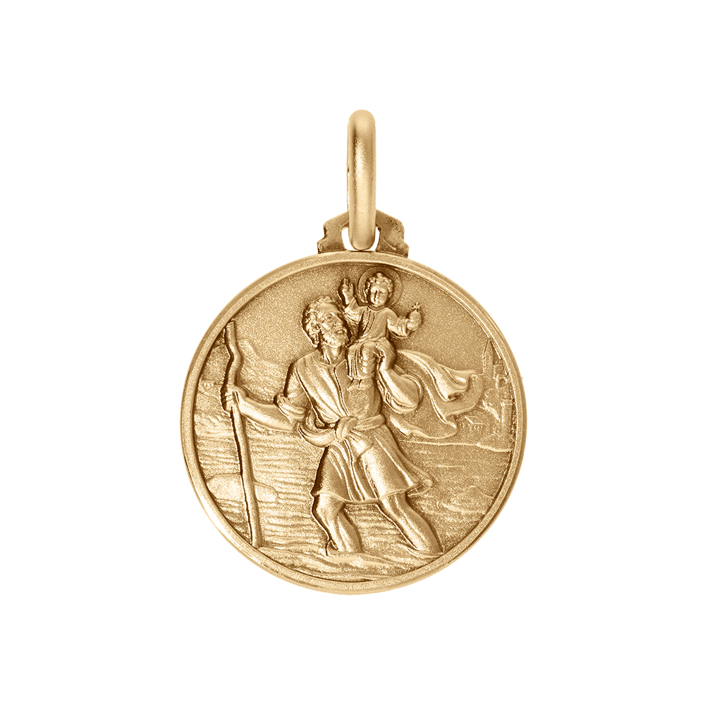 M�daille en vermeil saint-Christophe 21mm satin�e - Vue 1